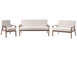 Living Room Set Beige and Dark Brown Polyester Fabric Upholstery Retro Design Wooden Frame Armrests Living Room Beliani