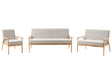 Living Room Set Grey and Light Brown Polyester Fabric Upholstery Retro Design Wooden Frame Armrests Living Room Beliani