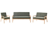 Living Room Set Green and Light Brown Polyester Fabric Upholstery Retro Design Wooden Frame Armrests Living Room Beliani