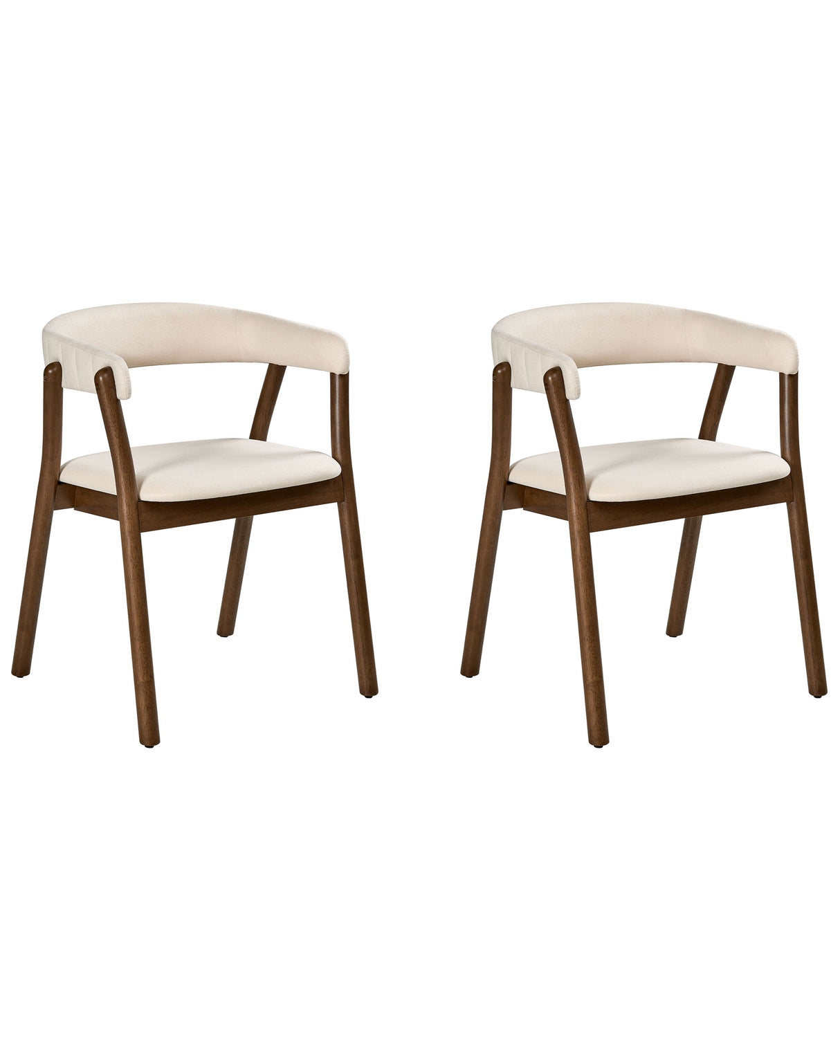 Set of 2 Dining Chairs Dark Brown and Off-White Polyester Fabric Rubberwood Legs Retro Traditional Style Beliani