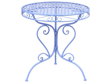 Outdoor Bistro Table Blue Metal Powder Coated Decorative Scrollwork Beliani