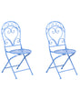 Outdoor Set of 2 Chairs Blue Metal Powder Coated Scrollwork Backrest Beliani