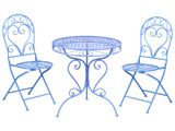 Garden Bistro Set Blue Metal Powder Coated 3 Piece Table and Chairs Beliani