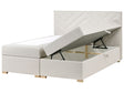 Divan Bed with Storage Off White Upholstered Fabric EU Super King Size 6ft Lift Up Ottoman Storage Beliani