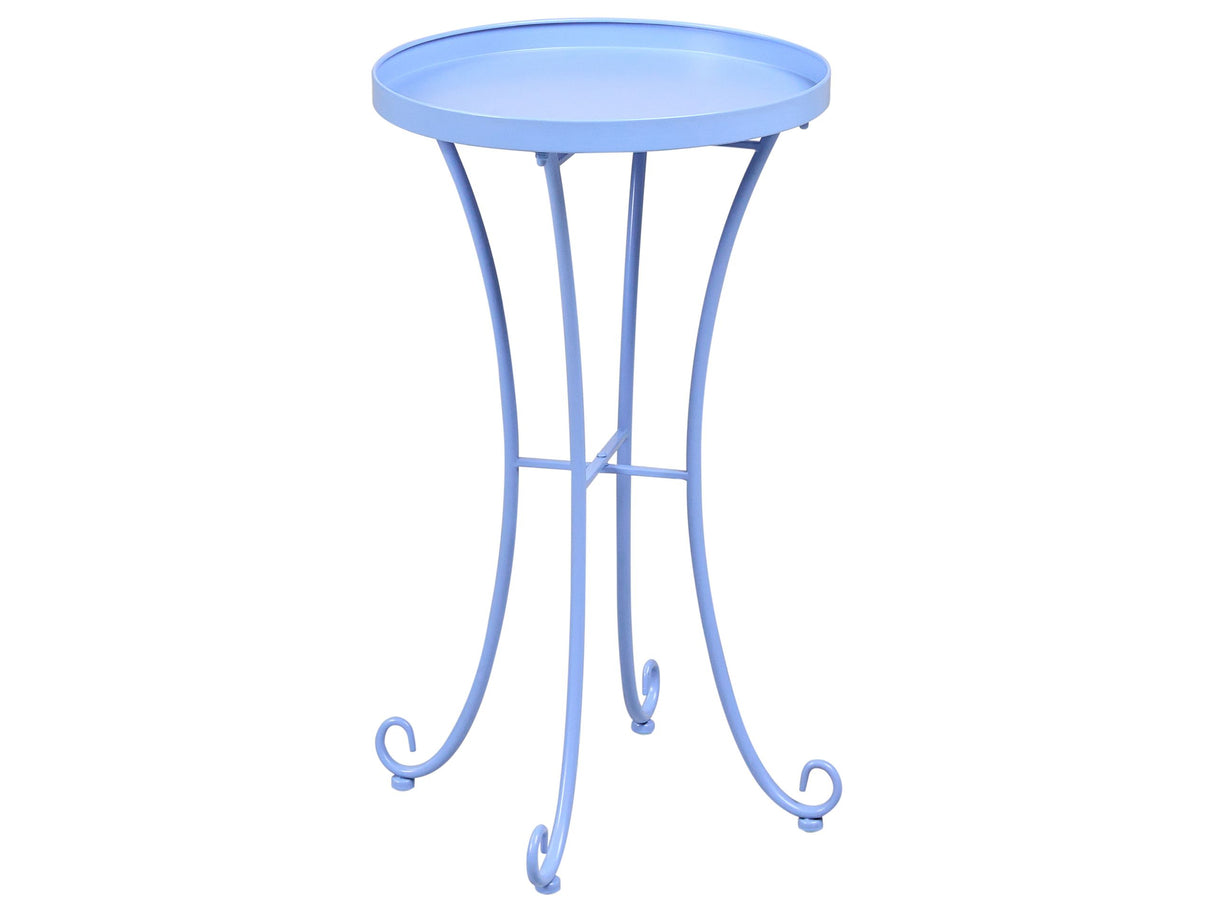 Garden Side Table Light Blue Metal Round 40 cm Outdoor Vintage Style Beliani