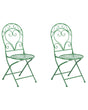 Outdoor Set of 2 Chairs Green Metal Powder Coated Scrollwork Backrest Beliani