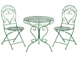 Garden Bistro Set Green Metal Powder Coated 3 Piece Table and Chairs Beliani