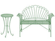 Outdoor Bench Set Green Metal 2 Seater Flared Armrests with Table Vintage Style Beliani
