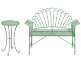 Outdoor Bench Set Green Metal 2 Seater Flared Armrests with Table Vintage Style Beliani