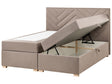 Divan Bed with Storage Taupe Upholstered Fabric EU King Size 5ft3 Lift Up Ottoman Storage Beliani