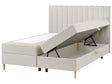 Divan Bed with Storage Off White Upholstered Fabric EU King Size 5ft3 Lift Up Ottoman Storage Beliani