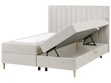 Divan Bed with Storage Off White Upholstered Fabric EU King Size 5ft3 Lift Up Ottoman Storage Beliani