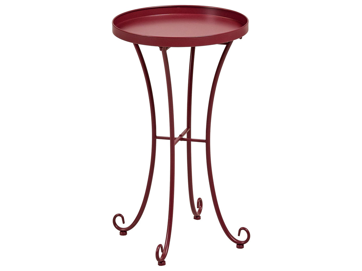 Garden Side Table Burgundy Metal Round 40 cm Outdoor Vintage Style Beliani