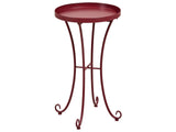 Garden Side Table Burgundy Metal Round 40 cm Outdoor Vintage Style Beliani