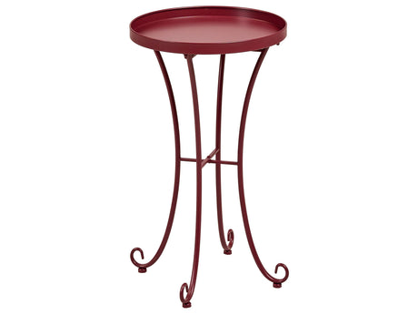 Garden Side Table Burgundy Metal Round 40 cm Outdoor Vintage Style Beliani
