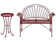 Outdoor Bench Set Burgundy Metal 2 Seater Flared Armrests with Table Vintage Style Beliani