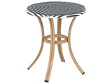 Garden Table Black and White PE Rattan Top  70 cm Glass and Aluminium Frame   Beliani