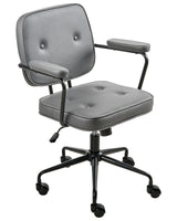 Office Chair Grey Velvet Swivel Adjustable Height with Armrests Home Office Study Traditional Beliani