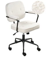 Office Chair Off-White Boucle Swivel Adjustable Height with Armrests Home Office Study Traditional Beliani