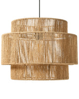 Pendant Lamp Natural Paper Rope Matte Black Base Dining Room Living Room Boho Style Beliani