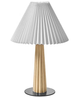 Table Lamp Natural Rubberwood White Fabric Shade Bedroom Living Room Industrial Style Beliani