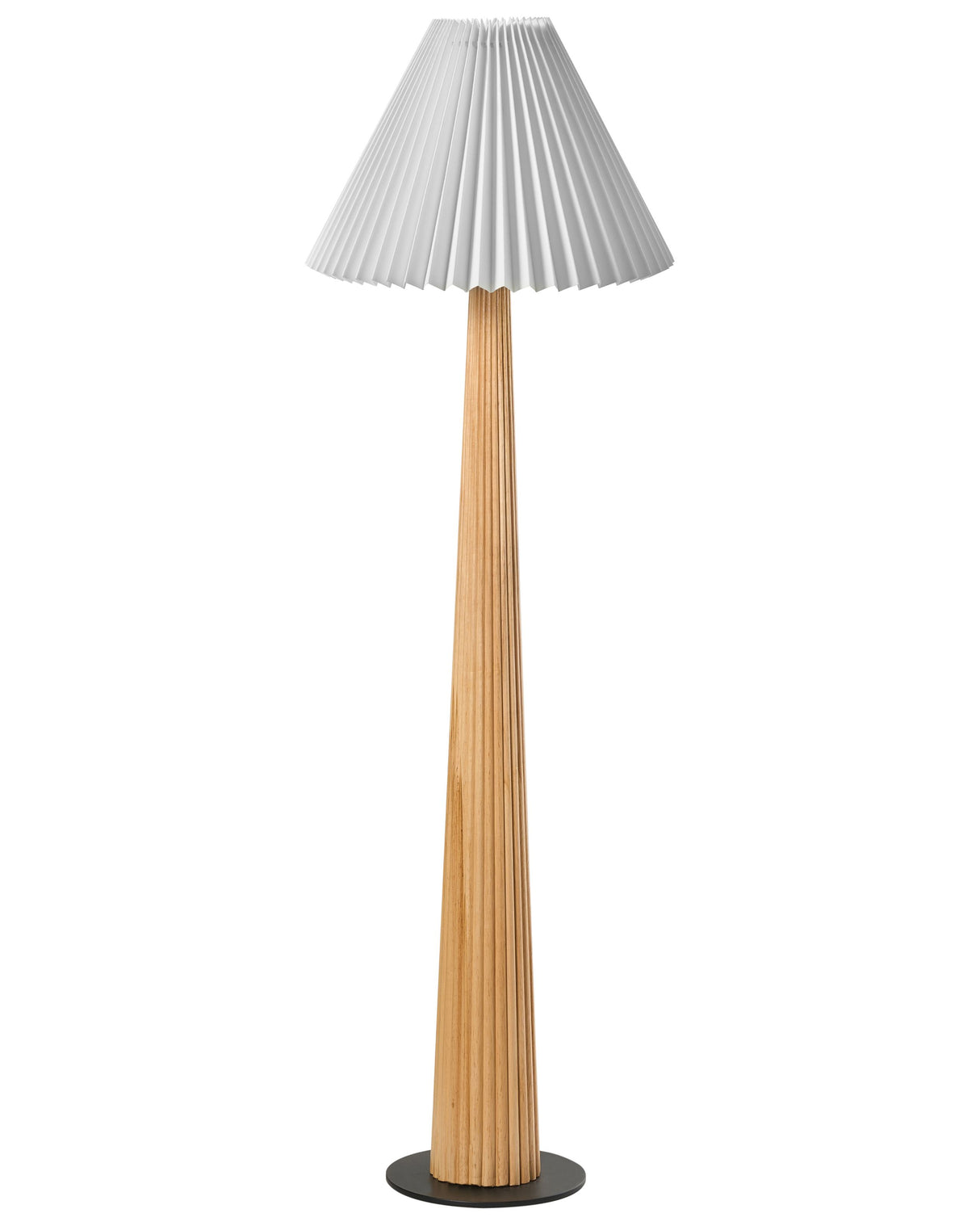 Floor Lamp Natural Rubberwood White Fabric Shade Bedroom Living Room Industrial Style Beliani
