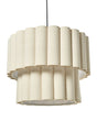 Pendant Lamp Light Beige Fabric Linen Matte Black Base Dining Room Living Room Modern Scandinavian Style Beliani