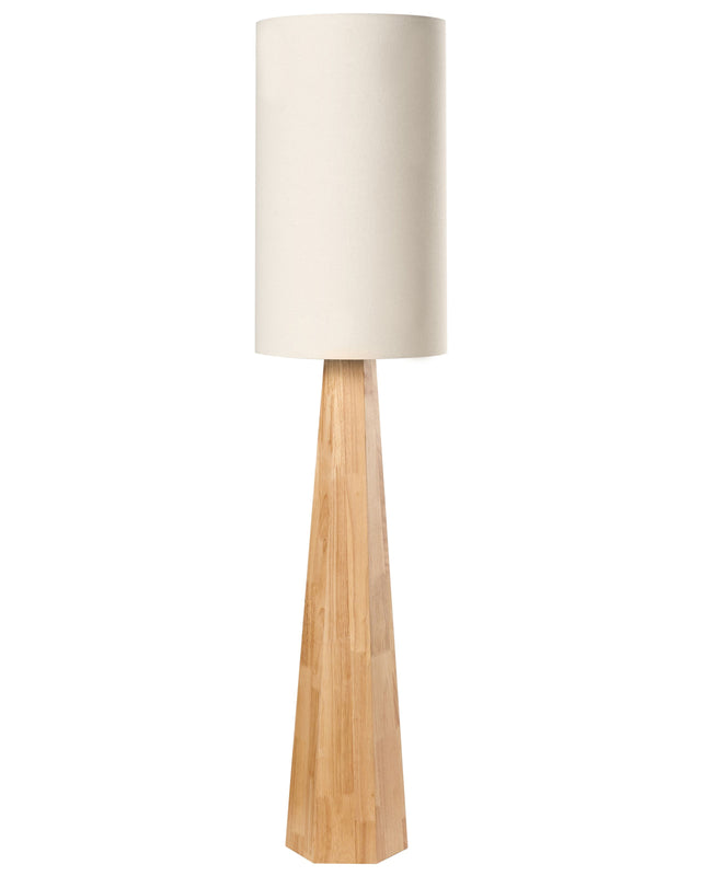 Floor Lamp Natural Rubberwood Fabric Linen Shade Living Room Bedroom Beliani