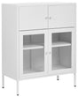 Display Cabinet White Iron with 2 Glass Doors and 2 Closed Compartments Scandinvian Style Beliani