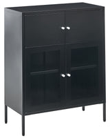 Display Cabinet Black Iron with 2 Glass Doors and 2 Closed Compartments Scandinvian Style Beliani