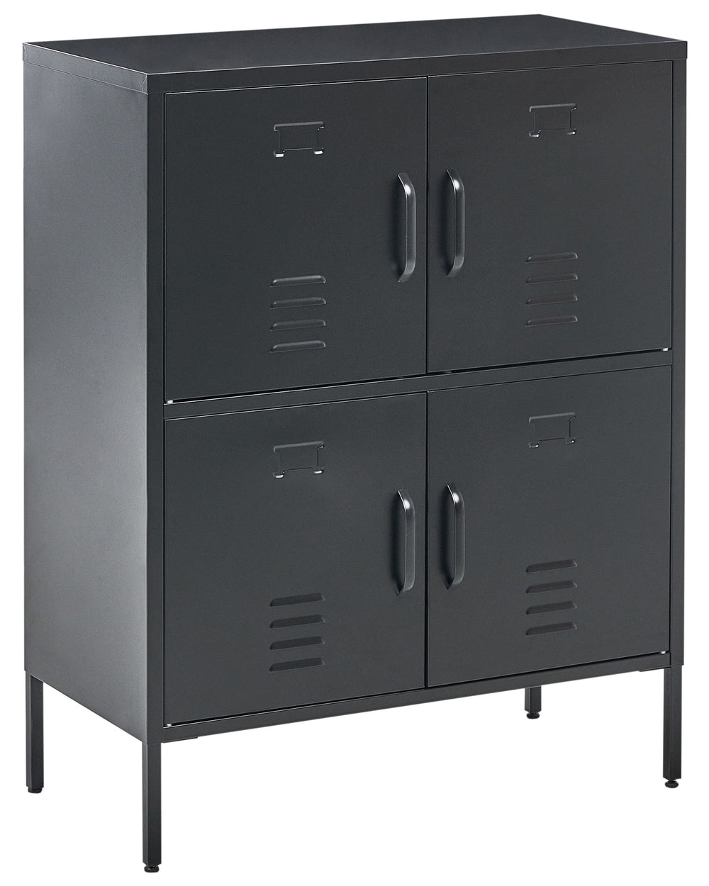 Sideboard Black Iron 4 Doors Cabinet for Documents Home Office Beliani