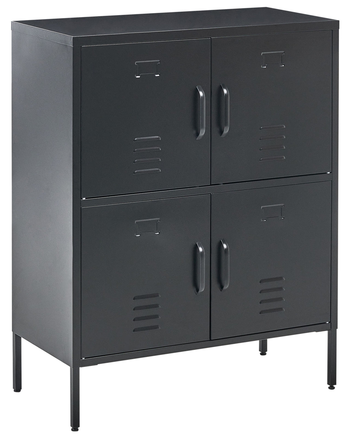 Sideboard Black Iron 4 Doors Cabinet for Documents Home Office Beliani