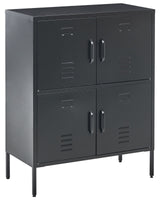 Sideboard Black Iron 4 Doors Cabinet for Documents Home Office Beliani