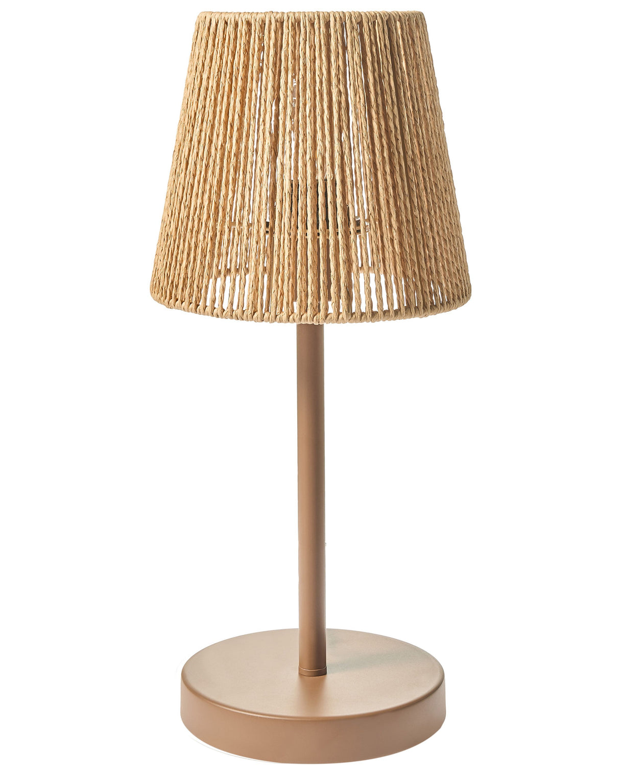 Table Lamp Brown Paper Rope Shade Metal Iron Matte Finish Base Cage Shade Light Bedroom Living Room Boho Style Beliani