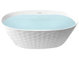 Freestanding Bath White Acrylic 150 x 75 cm Oval Gloss Finish Diamond Pattern Modern Style Bathroom Beliani