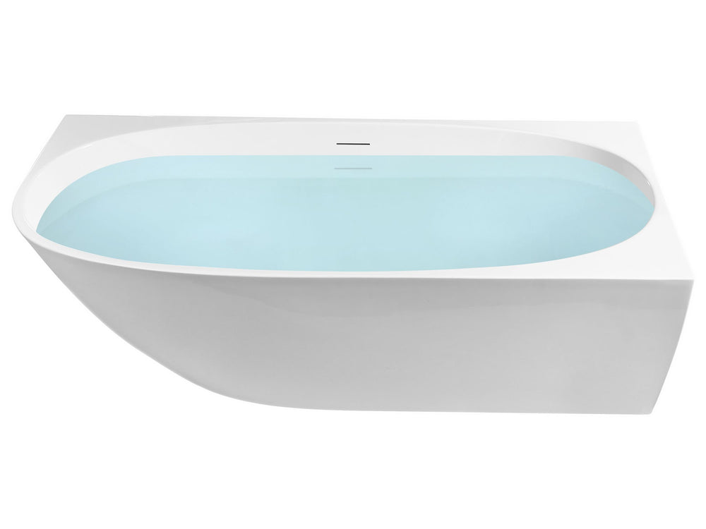 Left Corner Bath Gloss White Acrylic 170 x 80 cm Classic Finish Modern Style Bathroom Beliani