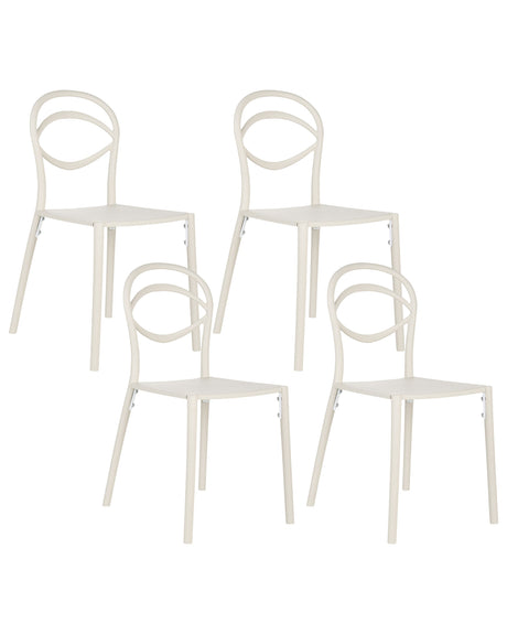 Set of 4 Garden Chairs White Polypropylene Lightweight Weather Resistant Plastic Indoor Outdoor Modern Beliani