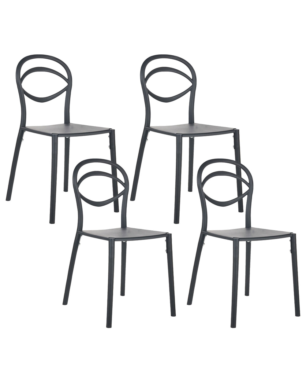 Set of 4 Garden Chairs Black Polypropylene Lightweight Weather Resistant Plastic Indoor Outdoor Modern Beliani
