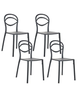 Set of 4 Garden Chairs Black Polypropylene Lightweight Weather Resistant Plastic Indoor Outdoor Modern Beliani