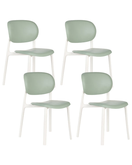 Set of 4 Garden Chairs Green Polypropylene Lightweight Weather Resistant Plastic Indoor Outdoor Modern Beliani