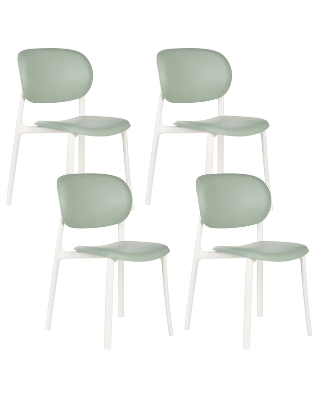 Set of 4 Garden Chairs Green Polypropylene Lightweight Weather Resistant Plastic Indoor Outdoor Modern Beliani