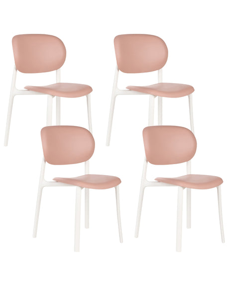 Set of 4 Garden Chairs Pastel Pink Polypropylene Lightweight Weather Resistant Plastic Indoor Outdoor Modern Beliani
