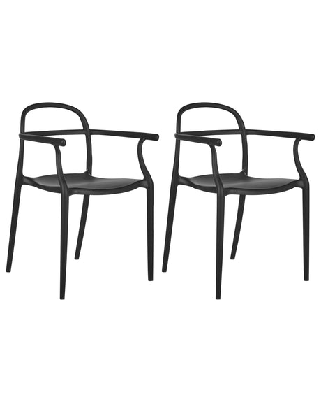 Set of 2 Garden Chairs Black Polypropylene Lightweight Weather Resistant Plastic Indoor Outdoor Modern Beliani