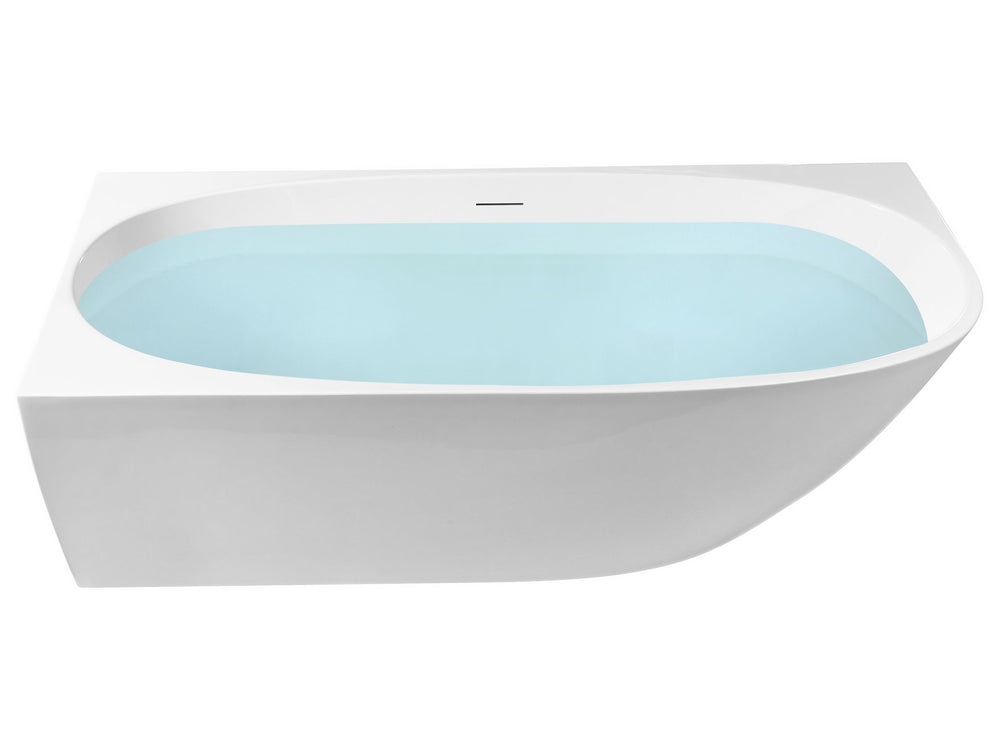Right Corner Bath Gloss White Acrylic 170 x 80 cm Classic Finish Modern Style Bathroom Beliani