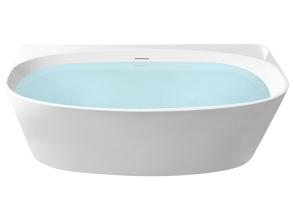 Bathtub Gloss White Acrylic Oval 150 x 79 cm Back to Wall Fittings Modern Style Beliani