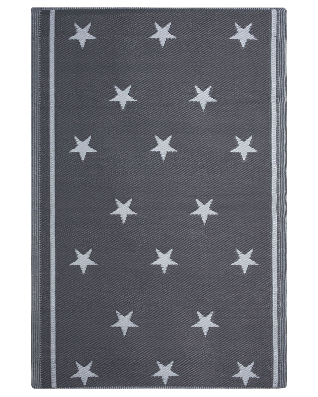 Outdoor Rug Mat Grey Synthetic 120 x 180 cm Star Pattern Eco Friendly Modern Beliani