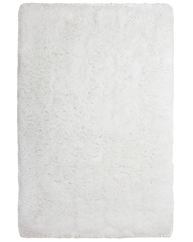 Shaggy Area Rug High-Pile Carpet Solid White Polyester Rectangular 200 x 300 cm Beliani