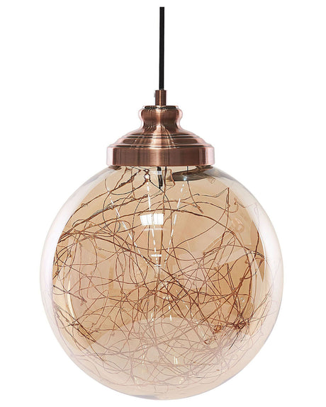 Pendant Lamp Glass Copper Elements Globe Shape Modern Beliani