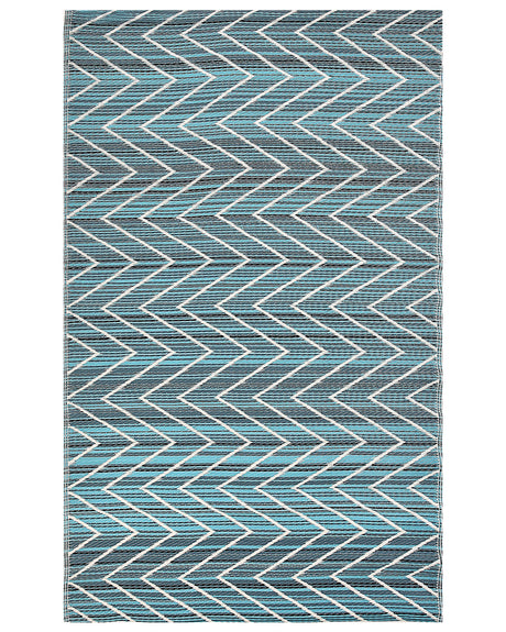 Outdoor Area Rug Blue Recycled Polypropylene 120 x 180 cm Pattern Terrace Balcony Beliani