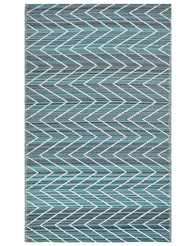 Outdoor Area Rug Blue Recycled Polypropylene 120 x 180 cm Pattern Terrace Balcony Beliani